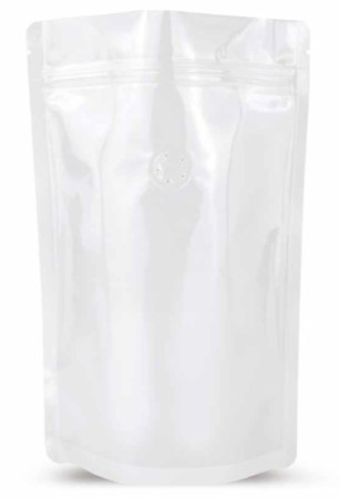 485. Pungi cafea Doypack albe cu ventil  160 + 90 x 230 mm - 1.000 buc.